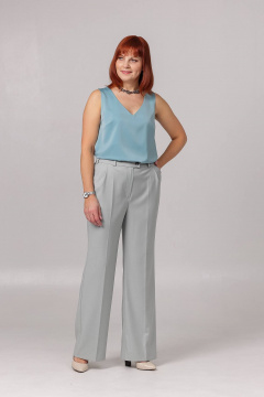 Брюки прямые из текстиля с карманами и складками Соджи 614 мятный - фото 1