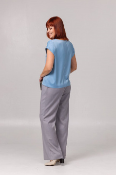 Блуза приталенного силуэта со спущенными плечами для лета Соджи 620 голубой - фото 4