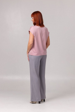 Блуза приталенного силуэта со спущенными плечами для лета Соджи 620 пудровый - фото 3