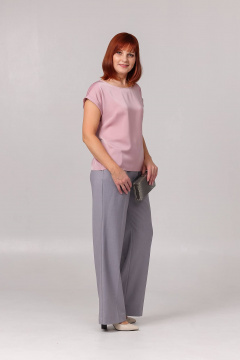 Блуза приталенного силуэта со спущенными плечами для лета Соджи 620 пудровый - фото 2