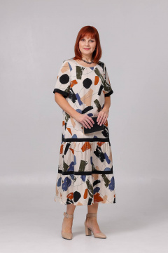 Платье с воланами и рукавом 28 см для летнего гардероба Соджи 623 молочный - фото 2