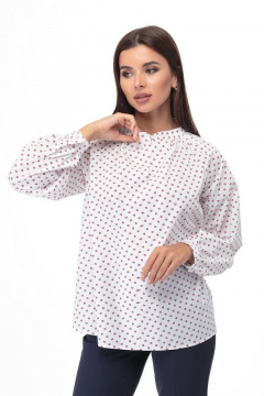 Белая блуза из хлопка с кокетками и разрезом Anelli 892 клевер - фото 1