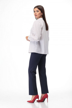 Белая блуза из хлопка с кокетками и разрезом Anelli 892 клевер - фото 4