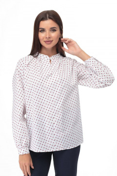 Белая блуза из хлопка с кокетками и разрезом Anelli 892 клевер - фото 5