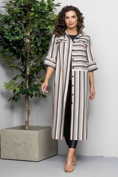 Летнее рубашечное платье из полоски с поясом Gold Style 2620 - фото 4