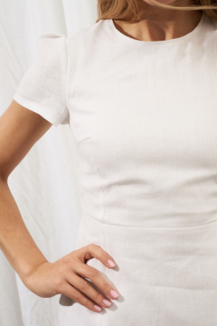 Миди-платье Айрис из льна с разрезом и завязками Puella 3001 белый - фото 5