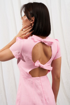 Миди-платье Айрис с разрезом и завязками из льна Puella 3001 розовый - фото 3