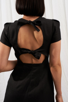 Миди-платье Айрис с разрезом и завязками из льна Puella 3001 черный - фото 5