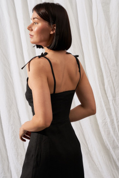 Миди-платье с регулировкой декольте из льна Puella 3004 черный_миди - фото 4