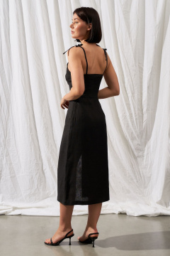 Миди-платье с регулировкой декольте из льна Puella 3004 черный_миди - фото 2