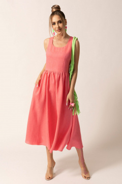 Летнее оранжевое платье с застежкой-молнией и карманами Golden Valley 44036-1 оранжевый - фото 1