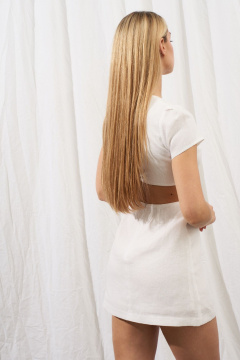 Летнее платье из льна с короткой юбкой Puella 3009 белый_Лаура - фото 2