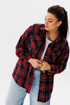 Демисезонная клетчатая шерстяная рубашка в стиле кэжуал Anelli 1452 гранатовый - фото 3