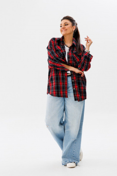 Демисезонная клетчатая шерстяная рубашка в стиле кэжуал Anelli 1452 гранатовый - фото 2