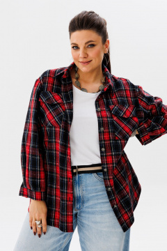 Демисезонная клетчатая шерстяная рубашка в стиле кэжуал Anelli 1452 гранатовый - фото 1