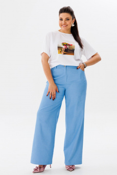 На каждый день голубые брюки палаццо из джинса Anelli 1437 голубой - фото 2