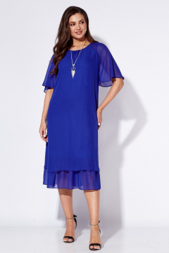 Нарядное летнее платье трапециевидного силуэта с украшением TAiER 1212 василек - фото 5