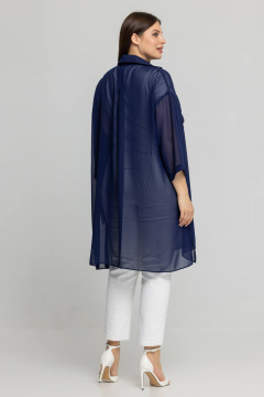 На каждый день синяя блузка-рубашка из шифона Avila 0955 темно-синий - фото 2