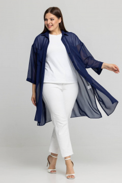 На каждый день синяя блузка-рубашка из шифона Avila 0955 темно-синий - фото 4