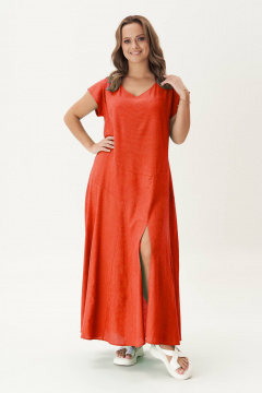 Летнее платье с разрезом и асимметричным кроем Fantazia Mod 4796 апельсин - фото 1