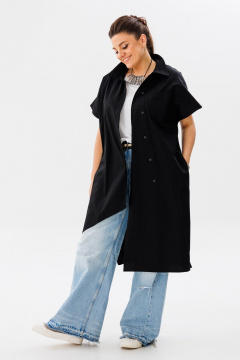 Летняя туника с асимметричным кроем и разрезами Anelli 1383 оникс - фото 4