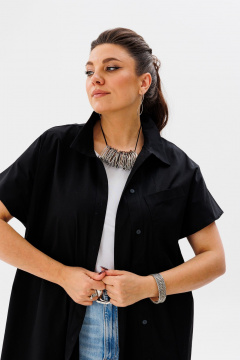 Летняя туника с асимметричным кроем и разрезами Anelli 1383 оникс - фото 3