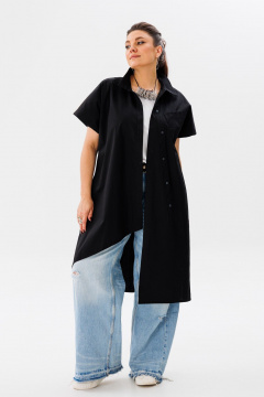 Летняя туника с асимметричным кроем и разрезами Anelli 1383 оникс - фото 2