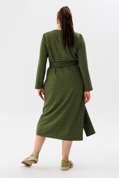 Элегантное изумрудное платье с поясом и разрезом Anelli 1314 аспарагус - фото 4