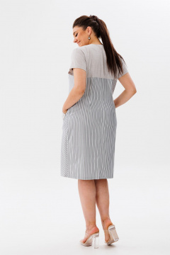 Платье прямого силуэта из хлопка с карманами Anelli 1331 дымка - фото 4