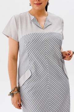 Платье прямого силуэта из хлопка с карманами Anelli 1331 дымка - фото 3