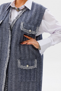 Жилет свободного кроя из плотной ткани с поясом Anelli 1366 цвет_бури - фото 4