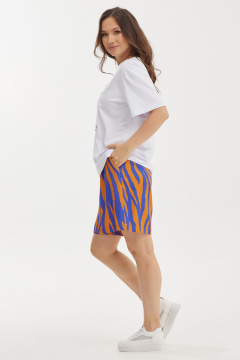 Платье с защипами и воланами из хлопка Магия моды 2438 белый_синий_оранж - фото 2