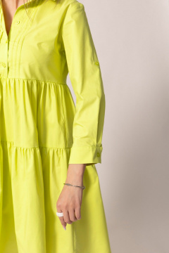 Летнее платье с защипами и воланами из хлопка Golden Valley 4724-2 желтый - фото 3