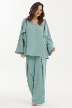 Платье А-силуэта из хлопка с белой аппликацией Магия моды 2455 бирюза - фото 2