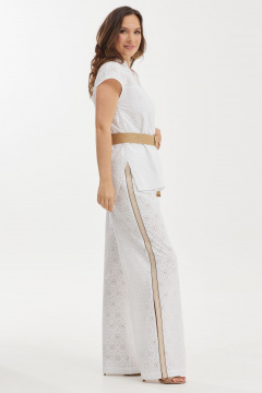 Белый комплект из блузы и брюк с вышивкой Магия моды 2459 белый - фото 5