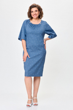 Платье из хлопка с эластаном и съемным поясом Bonna Image 917 голубой - фото 3