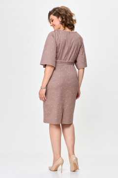 Платье из хлопка с эластаном и реглан рукавом Bonna Image 917 бежевый - фото 4