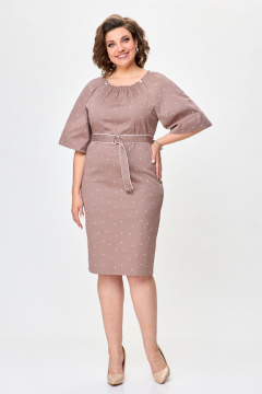 Платье из хлопка с эластаном и реглан рукавом Bonna Image 917 бежевый - фото 1