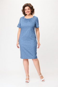 Платье из хлопка с эластаном и декоративным кантом Bonna Image 918 голубой - фото 4