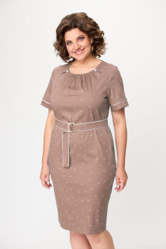 Платье из хлопка с эластаном и съемным поясом Bonna Image 918 бежевый - фото 5