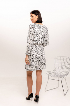 Платье из льна с эластичной тесьмой и коротким выше колена Romgil РТ0033-ПЭ2 молочный,черный - фото 2