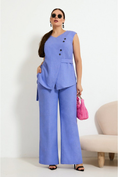 Костюм брючный с жилетом и фигурным вырезом, фиолетовый Lissana 4924 лаванда - фото 3