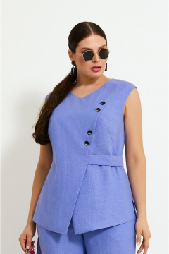 Костюм брючный с жилетом и фигурным вырезом, фиолетовый Lissana 4924 лаванда - фото 2