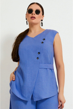 Костюм брючный с жилетом и поясом, синий Lissana 4924 синий - фото 4