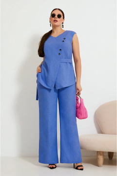 Костюм брючный с жилетом и поясом, синий Lissana 4924 синий - фото 3