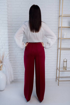 Палazzo брюки деловые с застроченными стрелками из текстиля Gold Style 2629 бордовый - фото 2