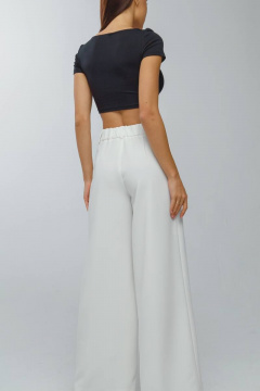 Репсированные брюки палаццо на резинке Gold Style 2631 белый - фото 4