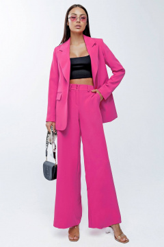 Розовые брюки палаццо на резинке для офиса и прогулок Gold Style 2631 фуксия - фото 3