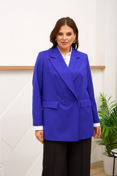 Яркий двубортный жакет на подкладке для яркого образа Gold Style 2632 васильковый - фото 1