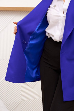 Яркий двубортный жакет на подкладке для яркого образа Gold Style 2632 васильковый - фото 3